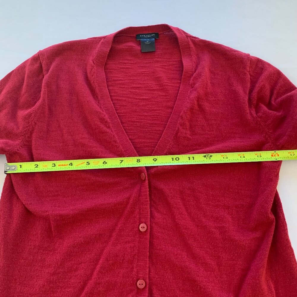 Ann Taylor Factory Cranberry Red Button Down Cardigan Medium - Picture 7 of 9